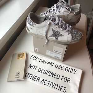 NWT Golden Goose Superstar Silver Glitter 38